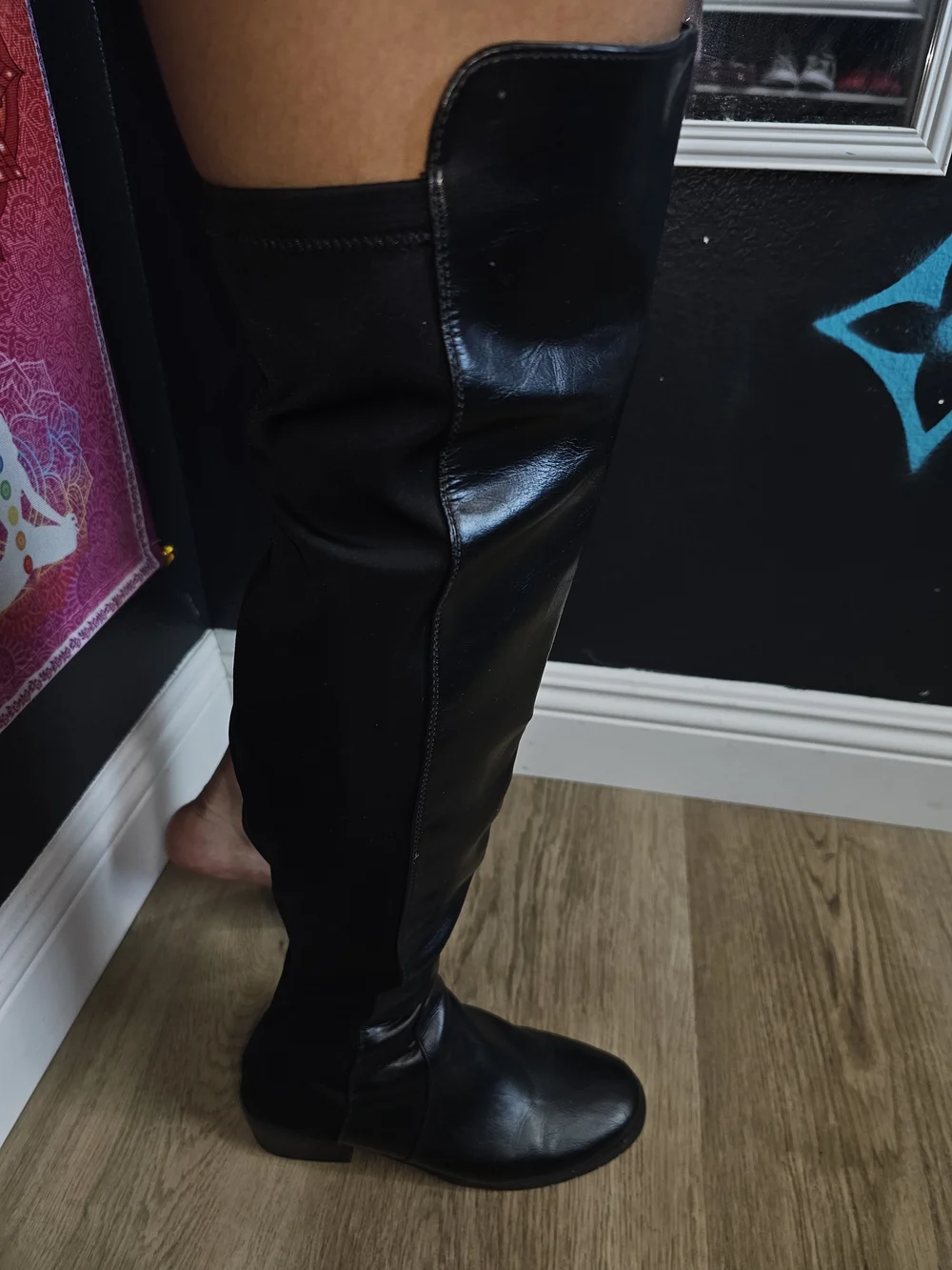 JustFab Black Over-the-Knee Stretch Riding Boots
